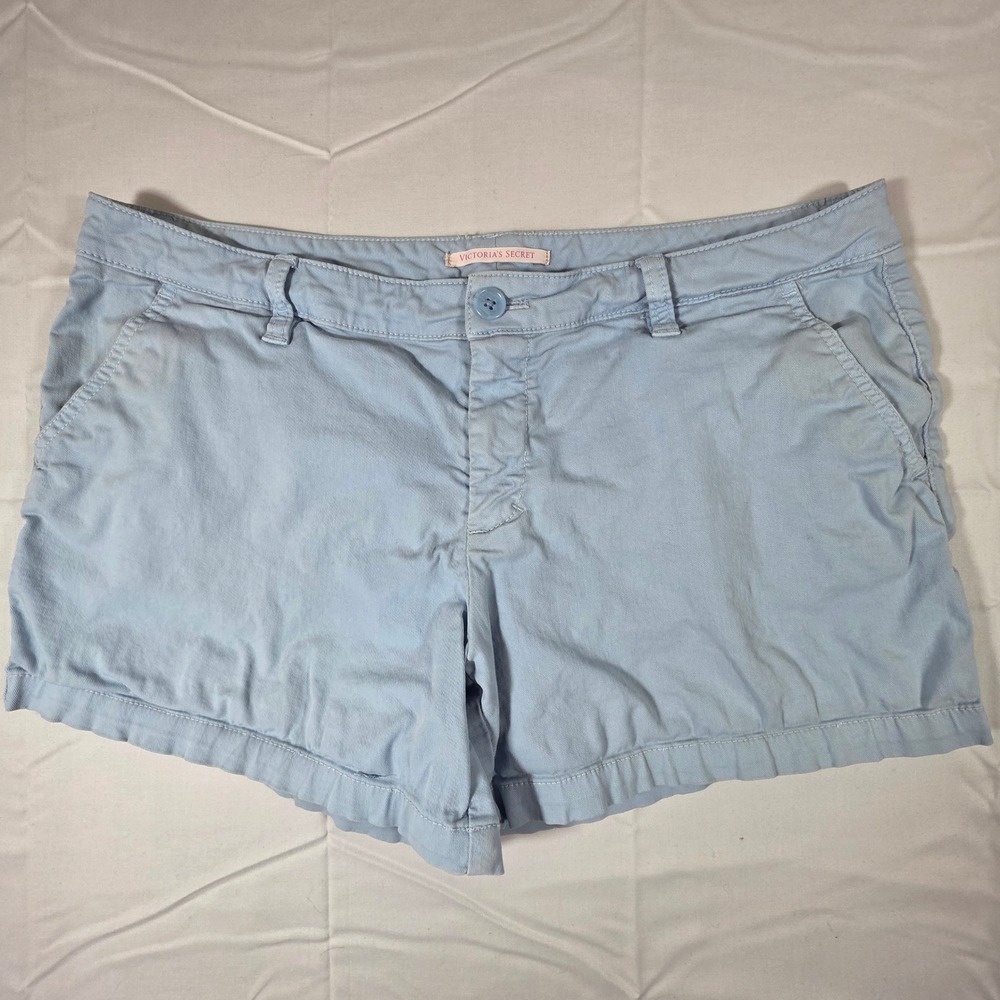 Victorias Secret Womens Light Blue Chino Shorts Size 12 Cotton Twill Casual